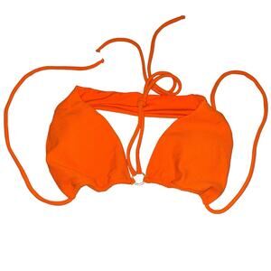 Bananaz Orange Textured Gold-tone O-Ring String Bikini Top size Medium